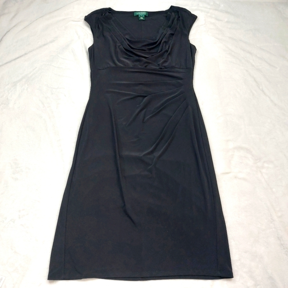LAUREN RALPH LAUREN WOMEN'S SLEEVELESS KNEE LENGTH LITTLE BLACK DRESS SIZE 14